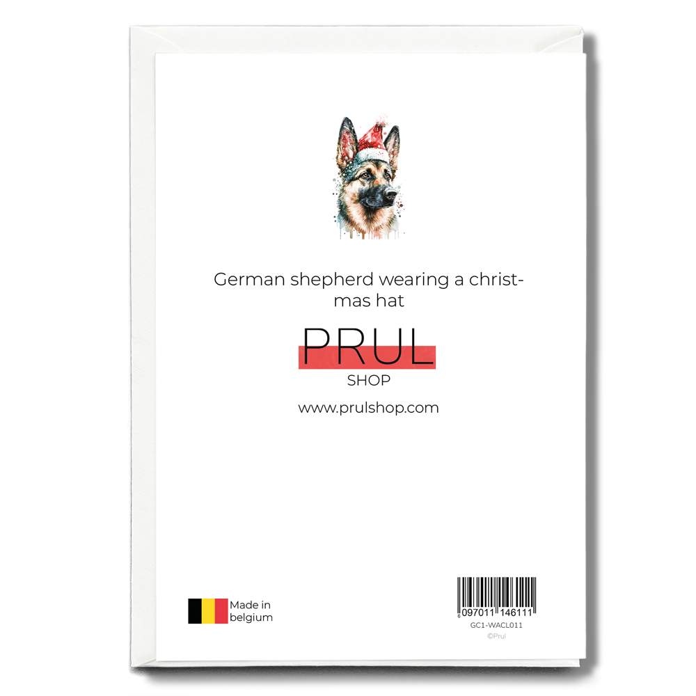 German shepherd wearing a christmas hat - Greeting Card