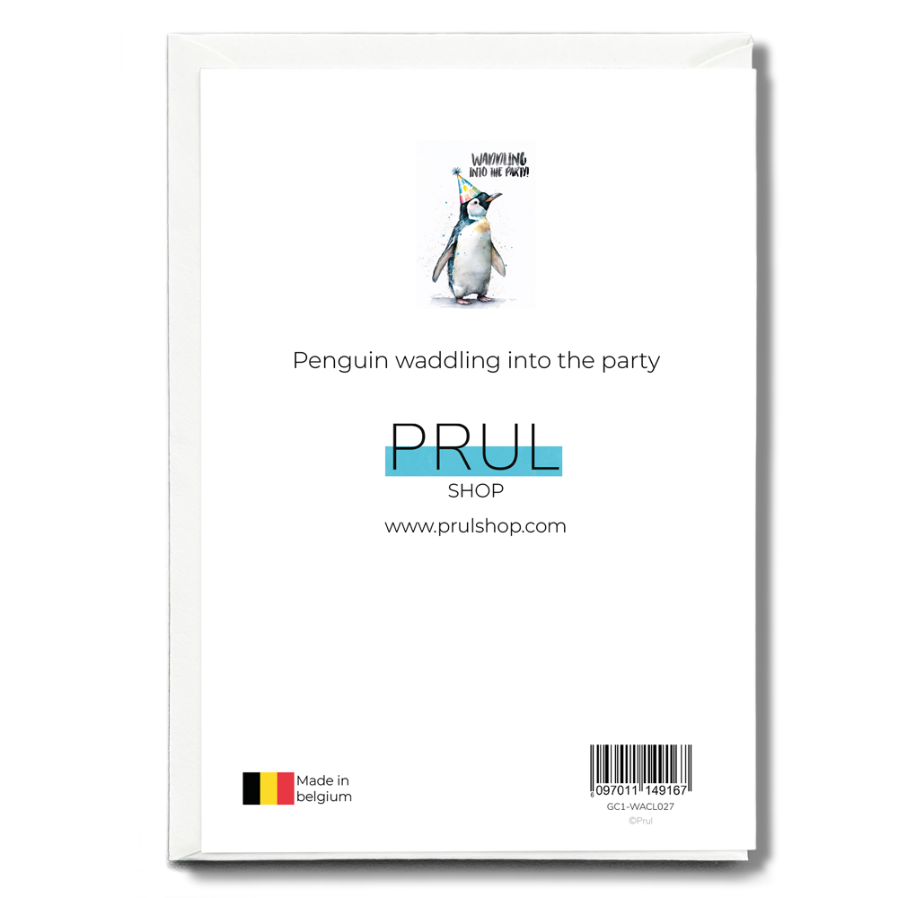 Penguin waddling into the party - Greeting Card