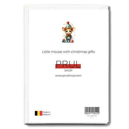 Little mouse with christmas gifts - Greeting Card