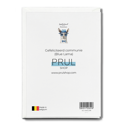 Gefeliciteerd communie (Blue Lama)  - Greeting Card