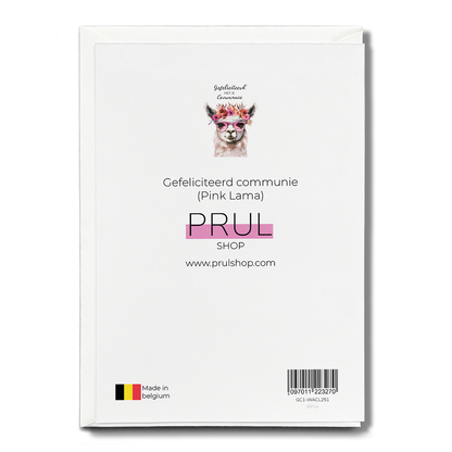 Gefeliciteerd communie (Pink Lama)  - Greeting Card