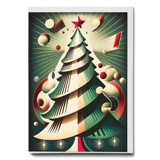Red and green Christmas tree - Greeting Card