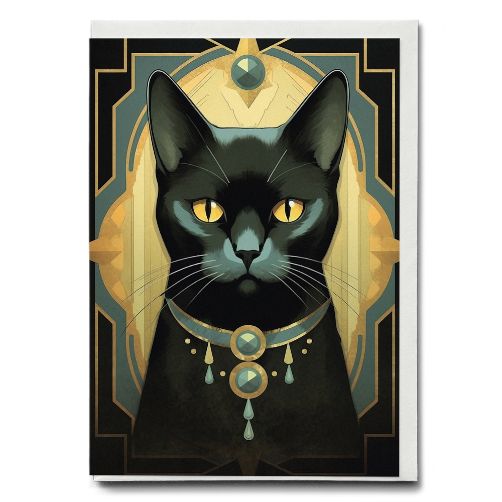 Elegant black cat I - Greeting Card