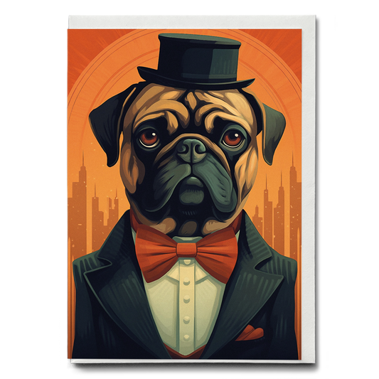 A gentleman Pug - Greeting Card