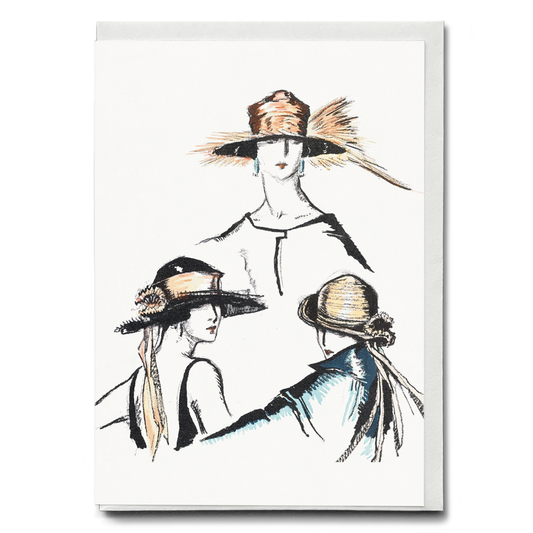 Vintage woman wearing hat  - Greeting Card