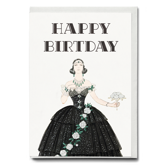 Vintage black dress (Birthday) - Greeting Card