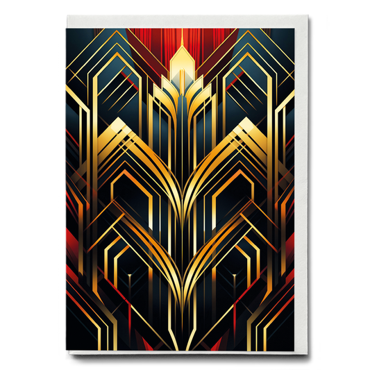 Art Deco pattern (Gold and red) - Greeting Card