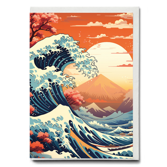 Great wave art deco style - Greeting Card