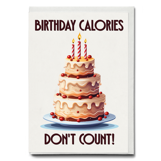 Birthday calories don't count! Chocolate cake (Art Deco) - Greeting Card