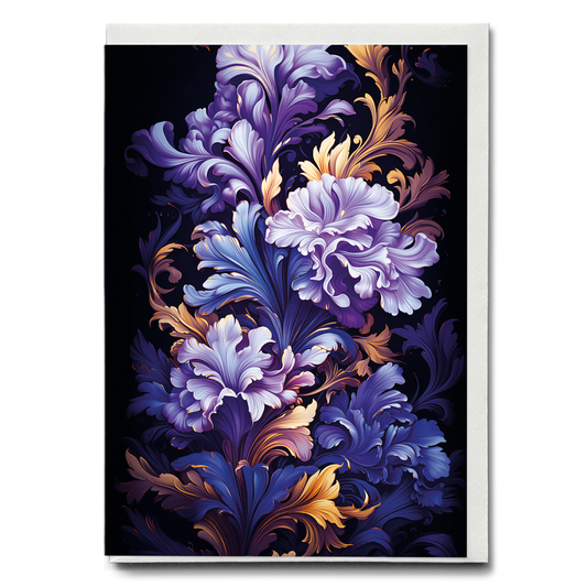 Purple flower art deco pattern - Greeting Card