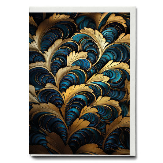 Blue and Gold pattern - Greeting Card
