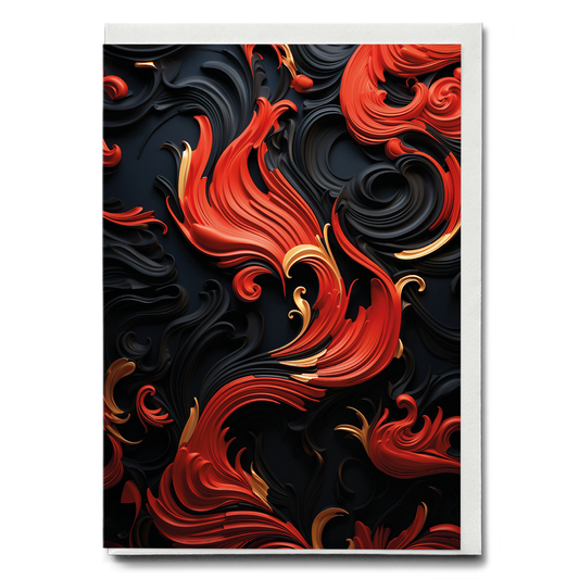 Red, Gold and black pattern - Greeting Card