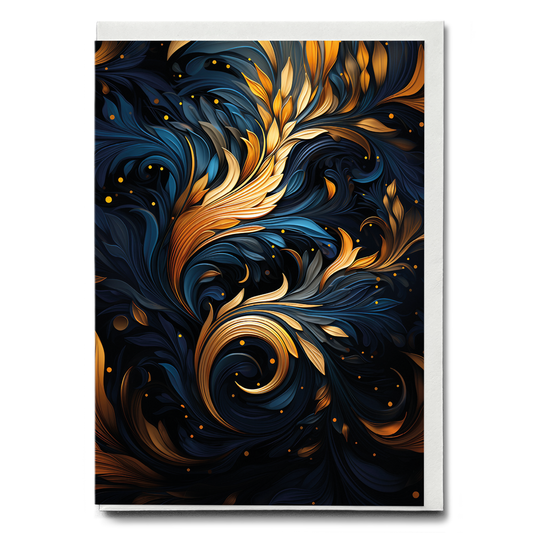 Gold and blue art deco pattern  - Greeting Card