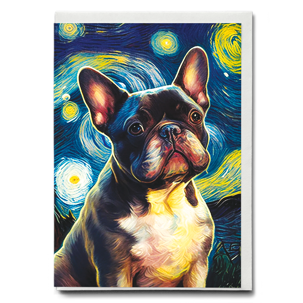 French bulldog in Van Gogh style - Greeting Card