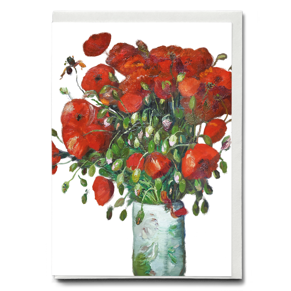 Vase with Poppies Cutout By Van Gogh - Greeting Card