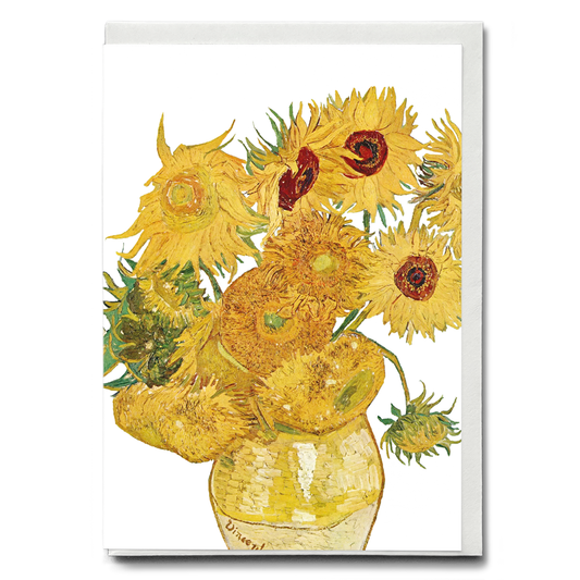 Vase with Twelve Sunflowers Cutout By Van Gogh - Greeting Card