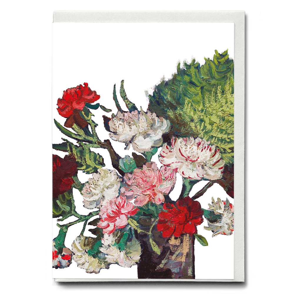 Vase with Carnations Cutout By Van Gogh - Greeting Card