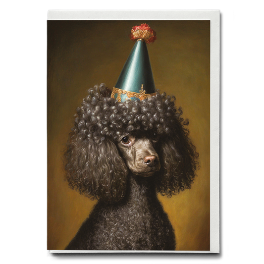 Renaissance portrait of a Black Poodle - Greeting Card