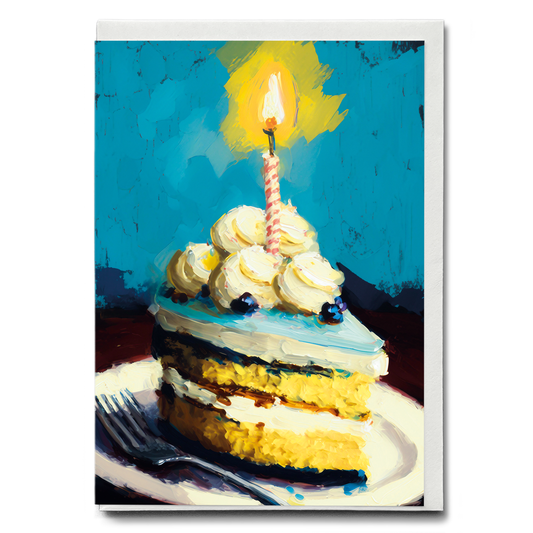 Birthday cake painting in Claude Monet style - Greeting Card
