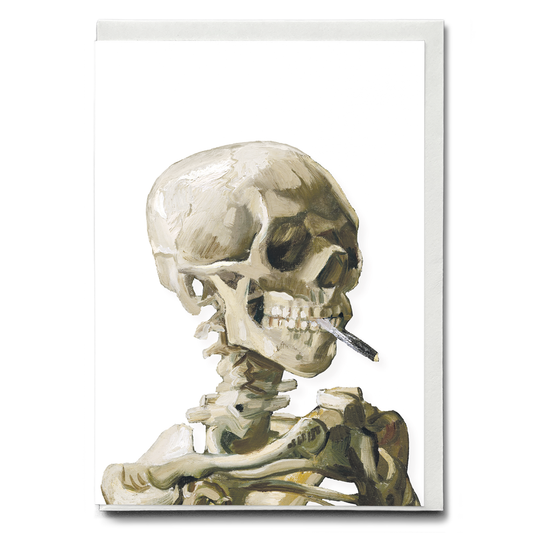 Head of a skeleton with a burning cigarette  By Vincent van Gogh Cutout - Greeting Card