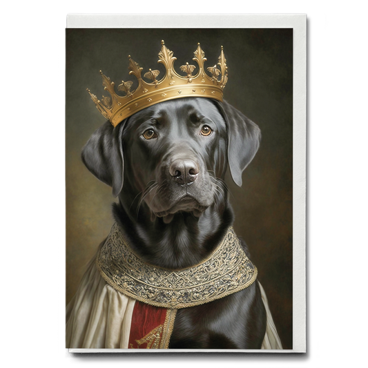 Renaissance painting of a black Labrador as a king - Greeting Card