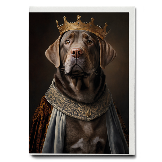 Renaissance painting of a brown Labrador as a king - Greeting Card