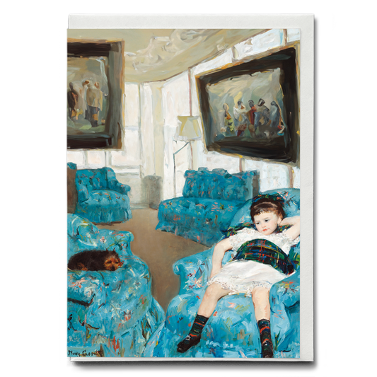 Little Girl in a Blue Armchair by Mary Cassatt - Greeting Card