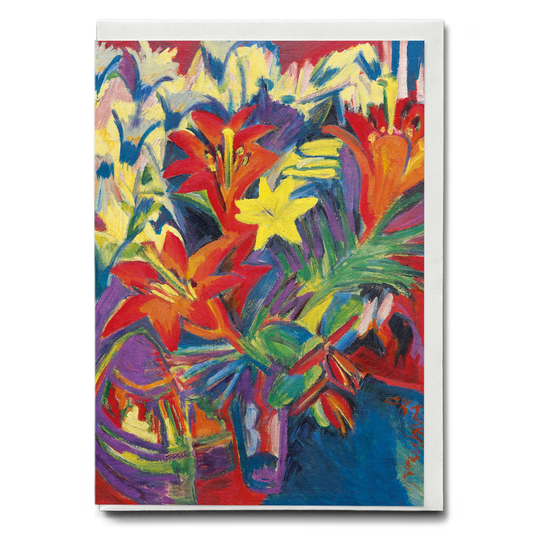 Still Life with Lilies by Ernst Ludwig Kirchner - Greeting Card