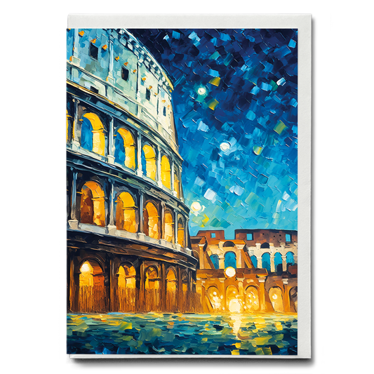 The Colosseum at night in Van Gogh style - Greeting Card