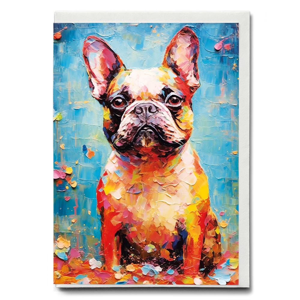 Colourful french bulldog - Greeting Card