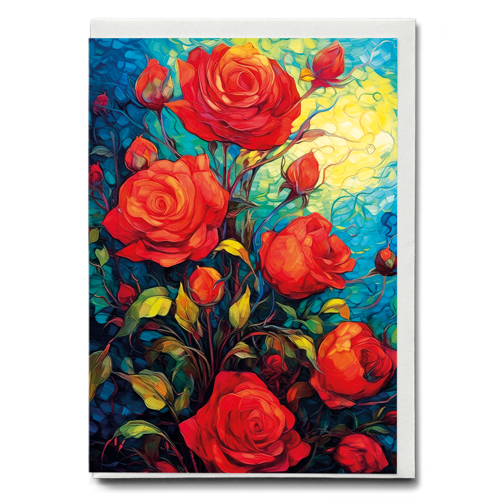 Roses in Van Gogh style - Greeting Card