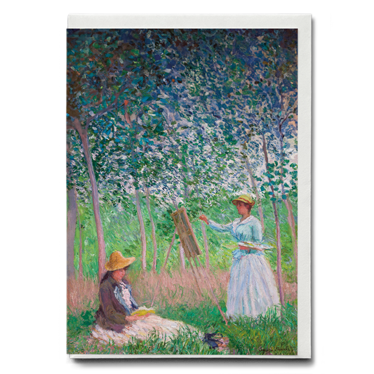 Blanche Hoschedé at Her Easel with Suzanne Hoschedé Reading by Claude Monet - Greeting Card