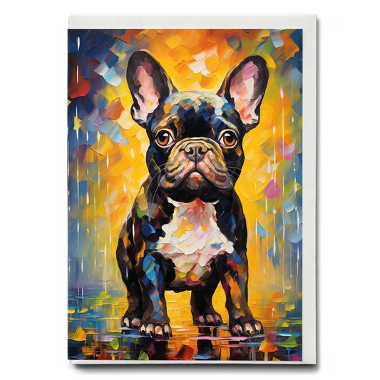 French bulldog puppy colorful painting - Greeting Card