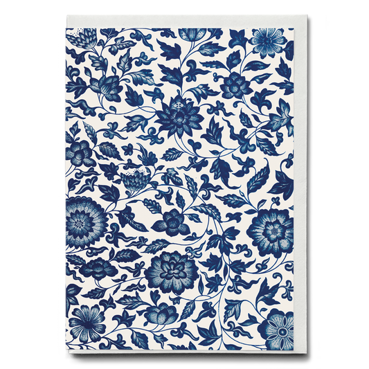 Blue flower pattern by Owen Jones - Greeting Card