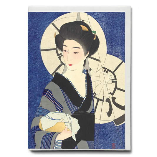 After a Visit to the Bathhouse By Kotondo Torii - Greeting Card