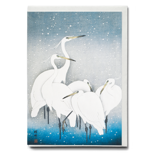 Group of Egrets By Ohara Koson - Greeting Card