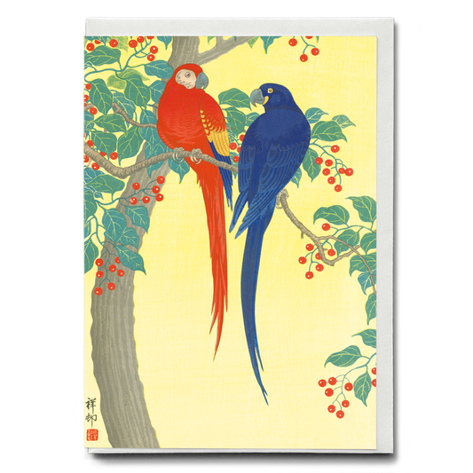 Two Parrots By Ohara Koson - Greeting Card