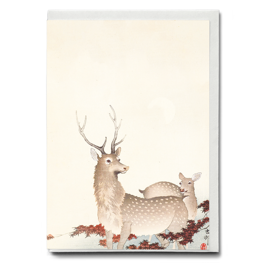Couple of deers By Ohara Koson - Greeting Card