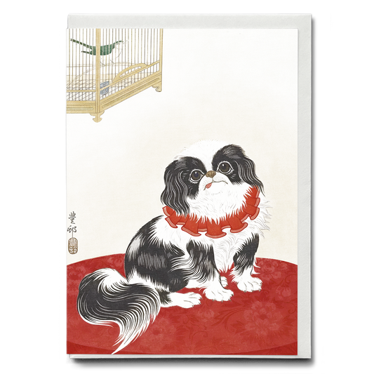 Pug Dog By Ohara Koson - Greeting Card
