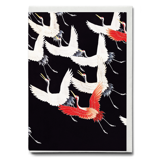 Furisode with a Myriad of Flying Cranes - Greeting Card