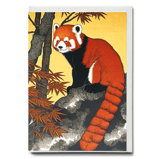 Red panda on a maple tree - Greeting Card