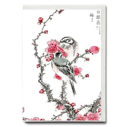 Pine Bunting and Plum Tree By Numata Kashu - Greeting Card