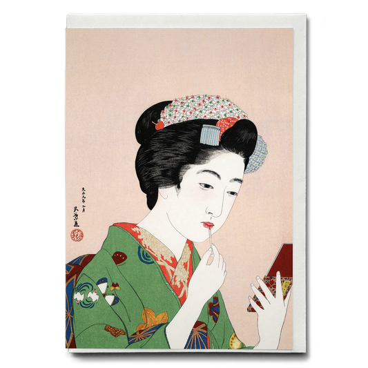 Woman Applying Rouge by Goyō Hashiguchi - Greeting Card