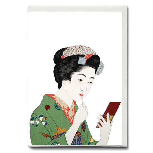 Woman Applying Rouge by Goyō (Cutout) Hashiguchi - Greeting Card