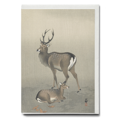 Deer by Ohara Koson  - Greeting Card