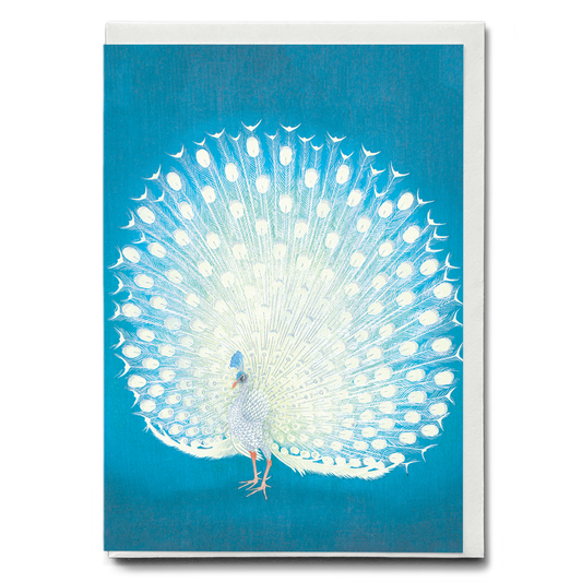 Peacock (Blue) By Ohara Koson - Greeting Card