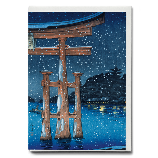 Miyajima in Snow by Tsuchiya Koitsu - Greeting Card