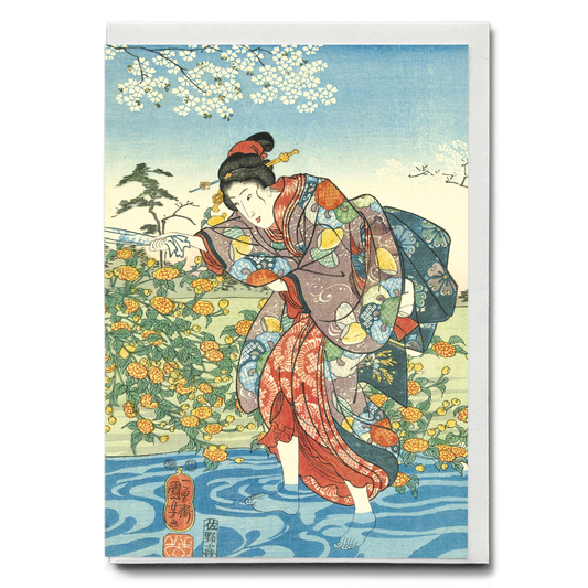 The Ide Tama River in the Province of Yamashiro II by Utagawa Kuniyoshi - Greeting Card