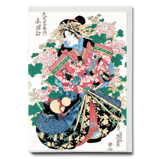 Japanese woman by Keisai Eisen - Greeting Card