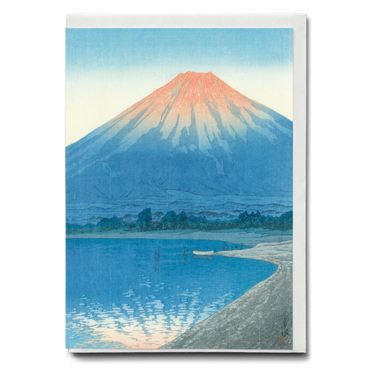 Dawn at Lake Yamanaka by Hasui - Greeting Card